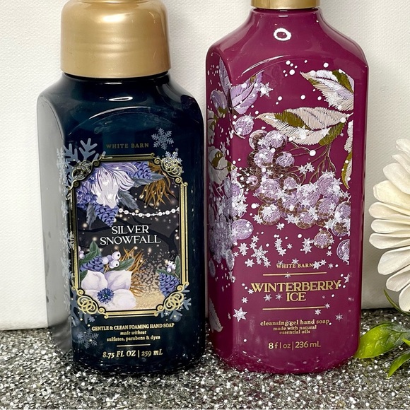 Bath & Body Works Hand Soap Silver Snowfall Winterberry Ice Winter Soaps New - Picture 2 of 4